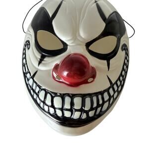 Lot of 2 Creepy Killer Clown Masks Evil Smile Red Nose Halloween Props
